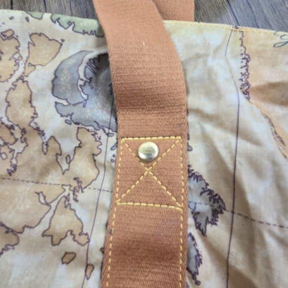 Vtg Alviero Martini Map Print Nylon Tote Overnight Travel Bag Made Italy - Picture 3 of 12